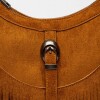 Cartera al hombro Western en efecto gamuza Cuoio