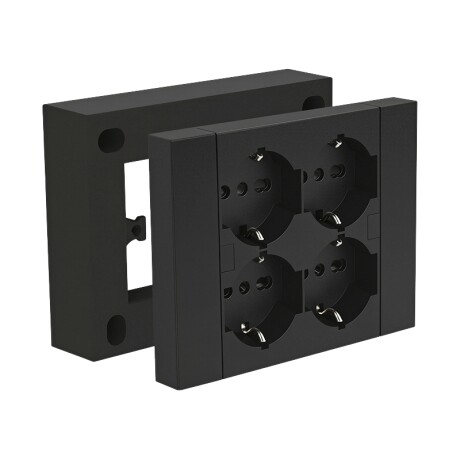 22105 MARCO C/4 SCH 2P+T C/SEG Marco con 4 Tomacorrientes Schuko 2P+T con Seguro Negro