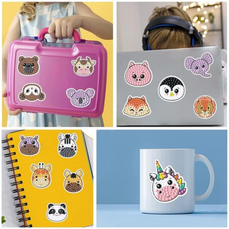 Kit Diamond Painting para Niños – Stickers con Diamantes Animales