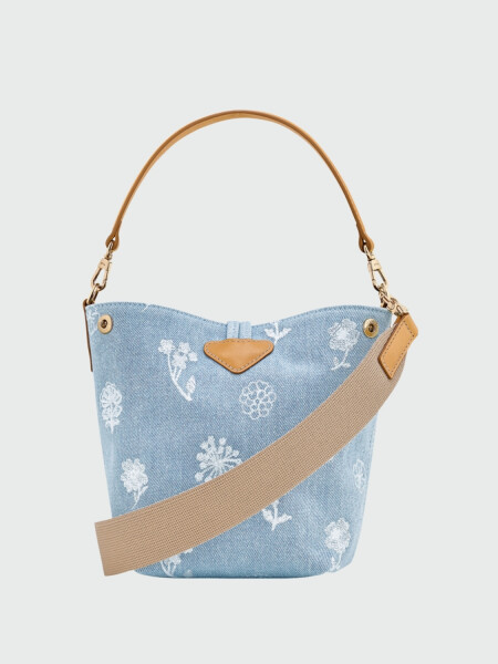 Longchamp - Bolso de hombro, Le Roseau Denim Gris Oscuro