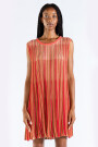 STRIPED TEE KNIT DRESS Fucsia