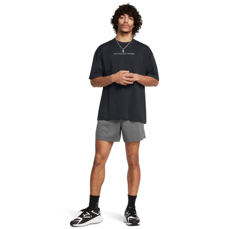 UA Tech 6in Mesh Shorts-GRN GRY-025