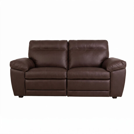 SOFÁ RECLINER 2 CUERPOS CUERO-100-NATURAL MARRON IMPERIAL CHOC.