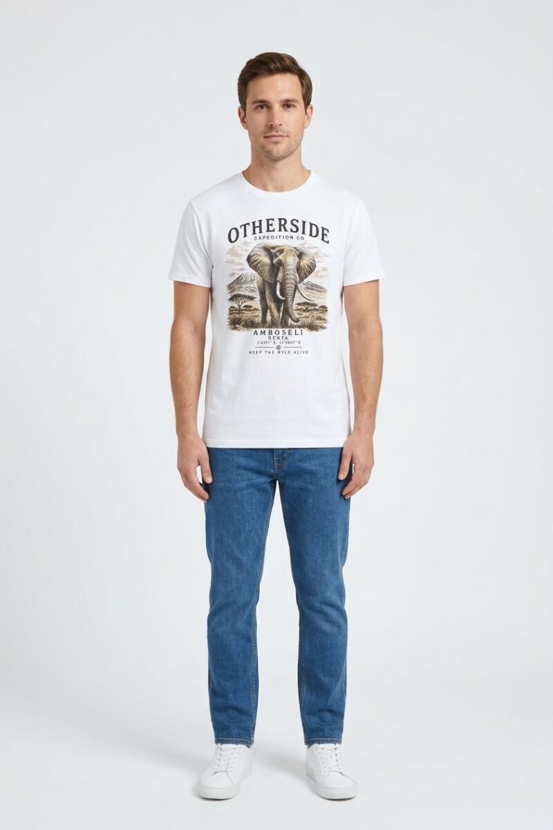 Camiseta estampada Elefante BLANCO