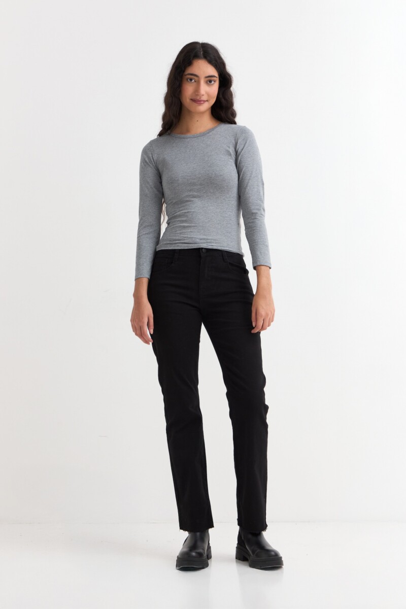 Remera m/l cuello a la base GRIS MELANGE