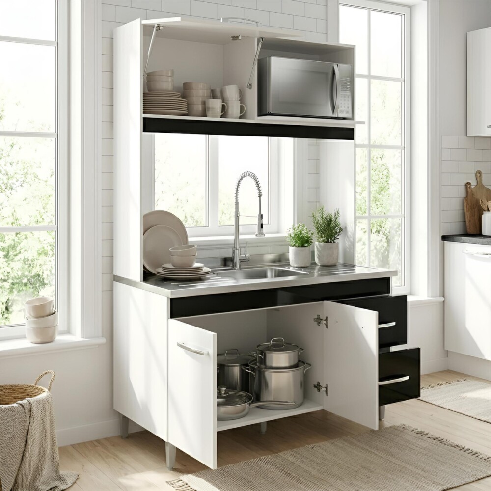 Detalle de rieles metálicos y cajones