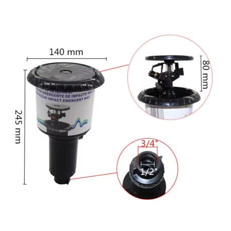 Aspersor POP UP Boquilla Negra Pack x 5 unidades. Aspersor POP UP Boquilla Negra Pack x 5 unidades.