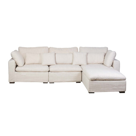 SOFÁ C/CHAISE Y FUNDAS DESMONTABLES 4 CUERPOS TELA NATURAL-BEIGE MOMA NATURAL
