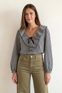 Blusa Gingham Negro
