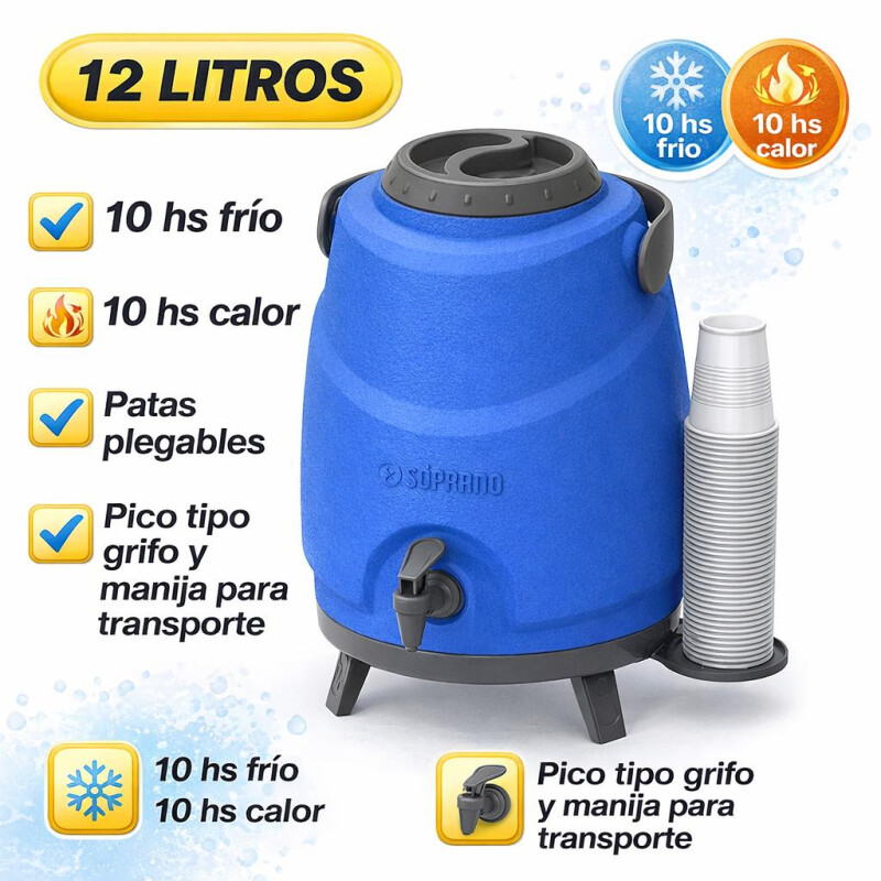 Termo Dispensador Térmico con Canilla para Bebidas 12Litros -Azul Termo Dispensador Térmico con Canilla para Bebidas 12Litros -Azul