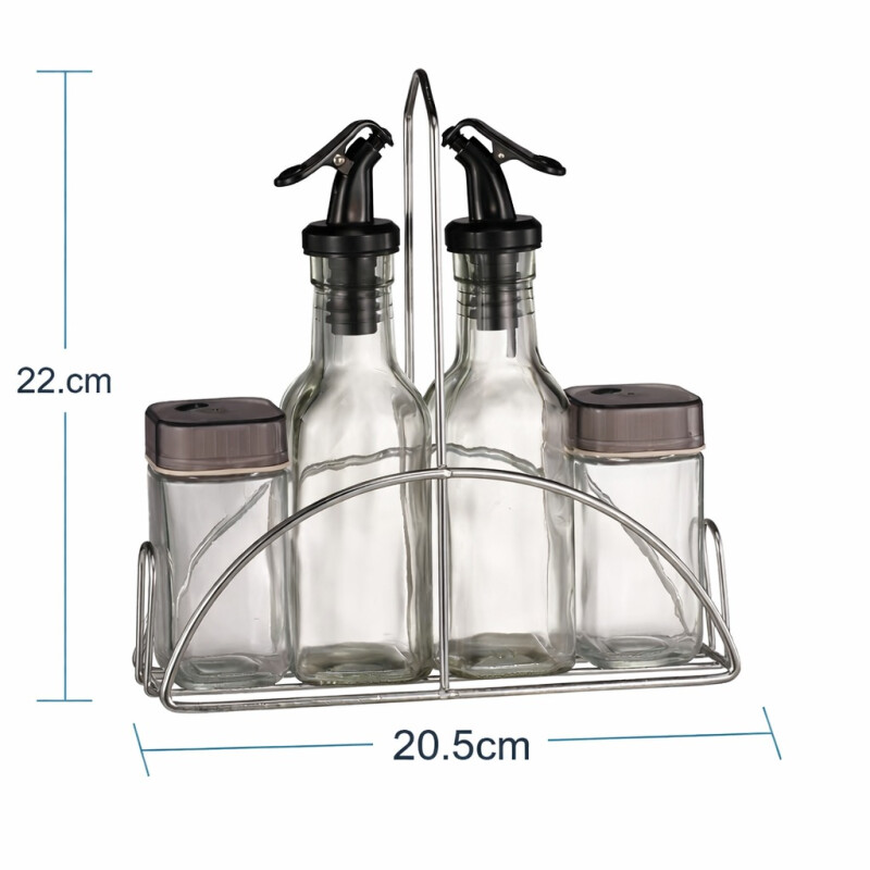Set Especieros de Vidrio con Soporte Metal Set Especieros de Vidrio con Soporte Metal