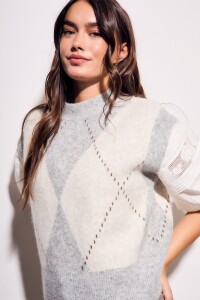 Chaleco Rombos Gris Melange