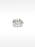 Pendiente Individual Con Circonitas Y Relieve - Plata De Ley 925 plateado