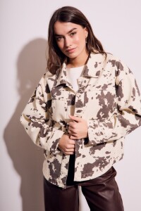 Campera Animal Print Vaca Marrón