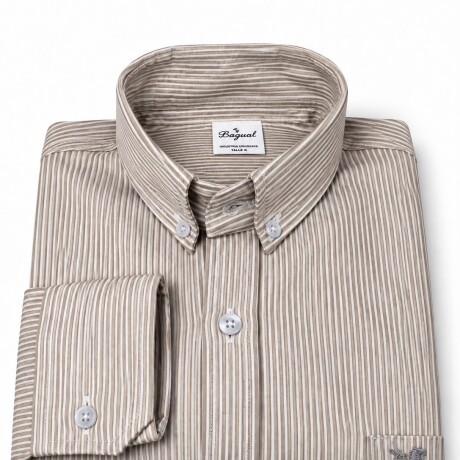Camisa Caballero rayas finas beige