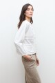Blusa botones y alforzas blanco