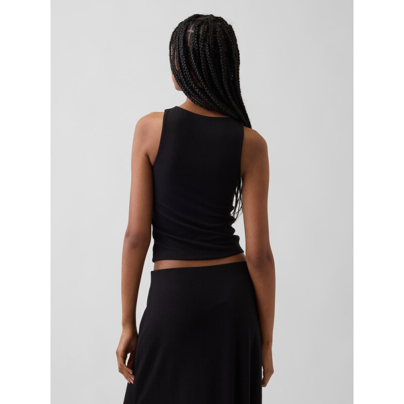 SL REF JSY CROP HLTR TANK BLACK