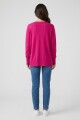 Sweater tejido escote en V FUCSIA