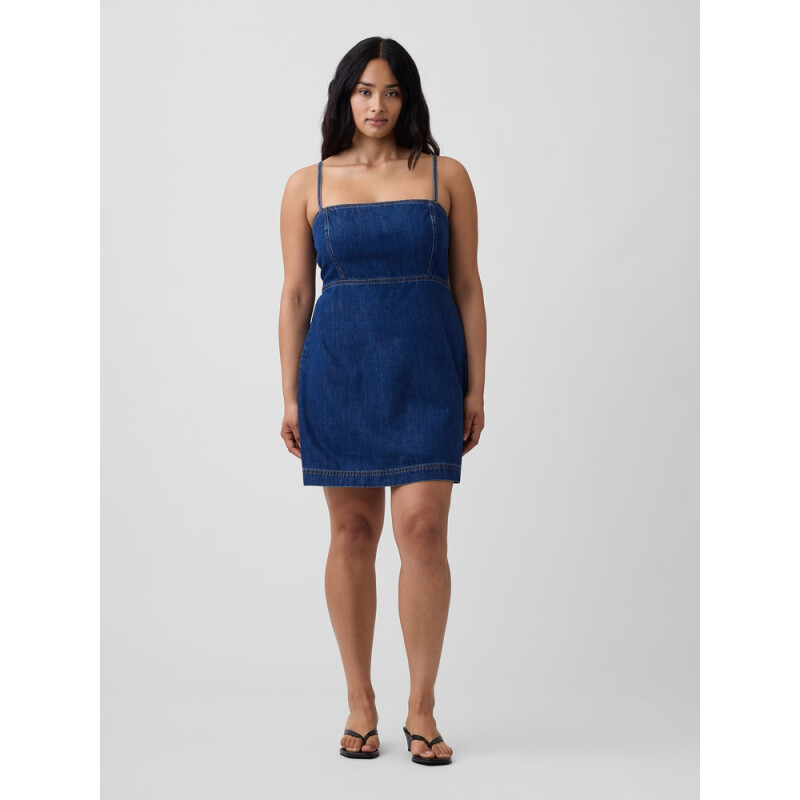 V-JUNE DENIM SL DRESS - MINI MEDIUM WASH