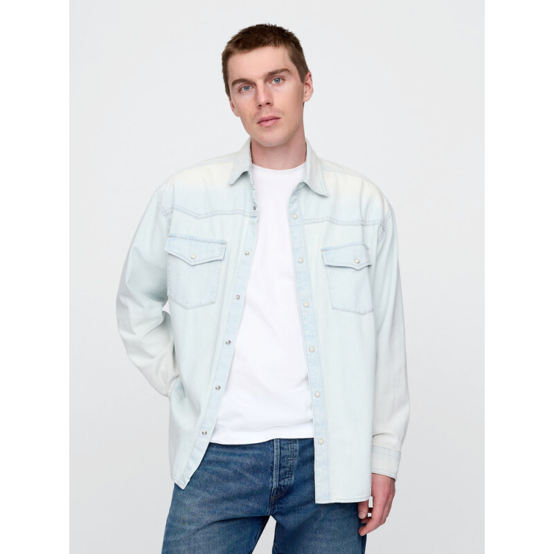 DENIM WESTERN BIG SHIRT - LIGHT WASH LIGHT WASH