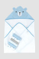 Toalla con capucha + 5 babitas bebe oso Celeste