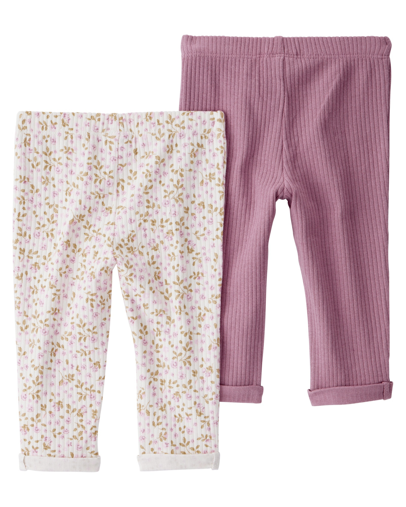 Pack dos pantalones de algodón orgánico acanalado Sin color