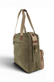 Bolso porta laptop de lona Verde con Marrón