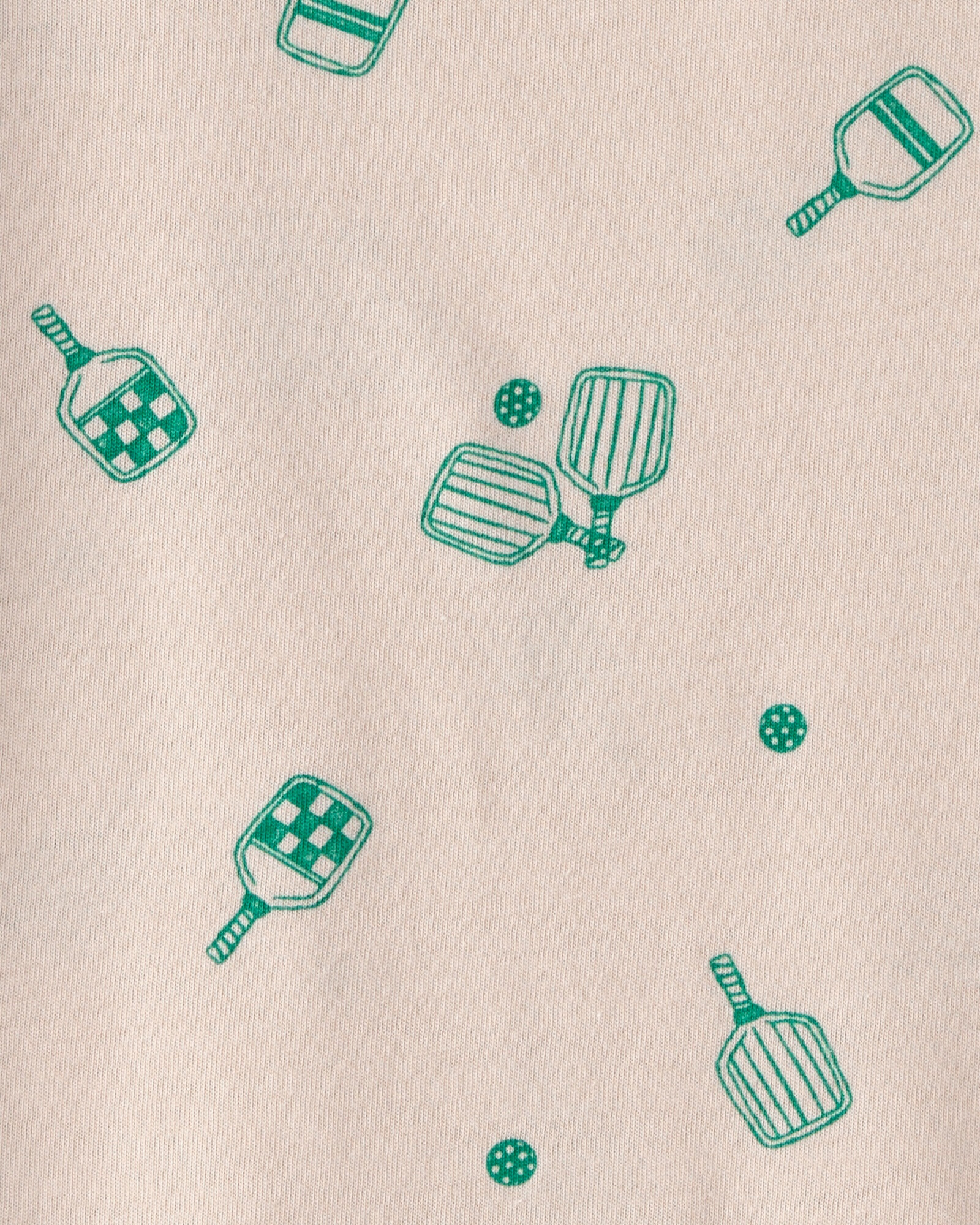 Remera de algodón, manga corta, beige, diseño pickleball Sin color