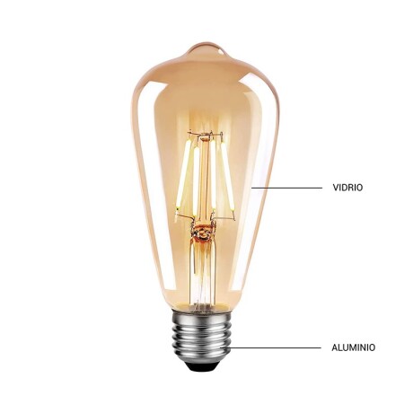 Lámpara LED Filamento Ámbar PERA ST64 8W E27 Dimerizable 2200K Lámpara Filamento Pera LED ST64 8W Dimerizable
