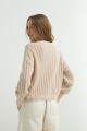 Cardigan escote V calado BEIGE