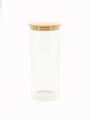 FRASCO VIDRIO TAPA BAMBOO TRANSPARENTE
