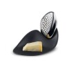 Designer grater made of 18/10 stainless steel and melamine base Designer grater made of 18/10 stainless steel and melamine base