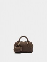 Bolso Tote Efecto Piel Con Colgante marron