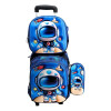 Mochila con carrito, lonchera y cartuchera. Astronauta