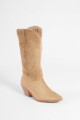 Bota de suede con pespuntes beige