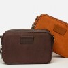 Bandolera New Penny en efecto gamuza Chocolate