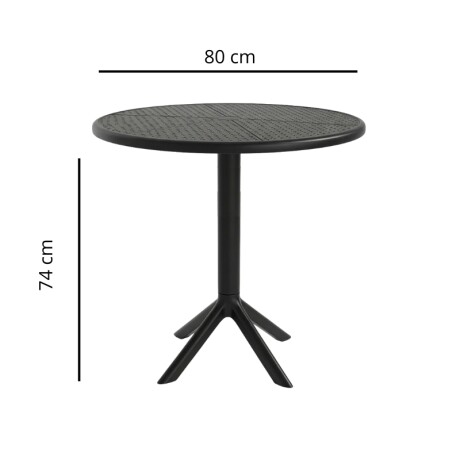 MESA REDONDA EXTERIOR DE POLIPROPILENO 80CM Mesa Redonda De Exterior 80CM Negro