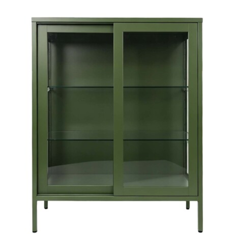 APARADOR 2P VIDRIO METAL VERDE OLIVIA