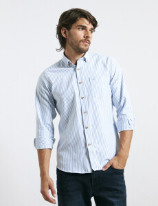 012622 CAMISA HARRINGTON LABEL Azul / Natural