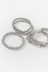 Set de 5 pulseras elásticas de cuentas plateado