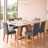 Juego De Comedor - 6 Sillas + Mesa Vidrio - Celeste Beige - Gris