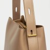 Cartera al hombro The Lock en efecto cuero liso Taupe