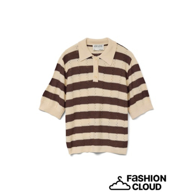 VMRANDI SS O-NECK POLO KNIT TOP VMA Macadamia