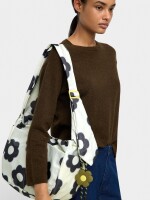 Bolso De Hombro De Nylon Estampado Floral M crudo