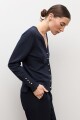 Cardigan abotonado azul marino