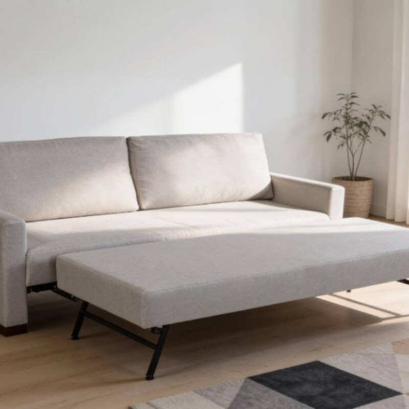 Sofá Cama Toledo 2.10m Lino Beige | Espuma D26 + Eucaliptus | Cama Auxiliar Incluida Sofá Cama Toledo 2.10m Lino Beige | Espuma D26 + Eucaliptus | Cama Auxiliar Incluida