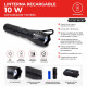 Linterna recargarable 10 W con cargador y batería NEGRO