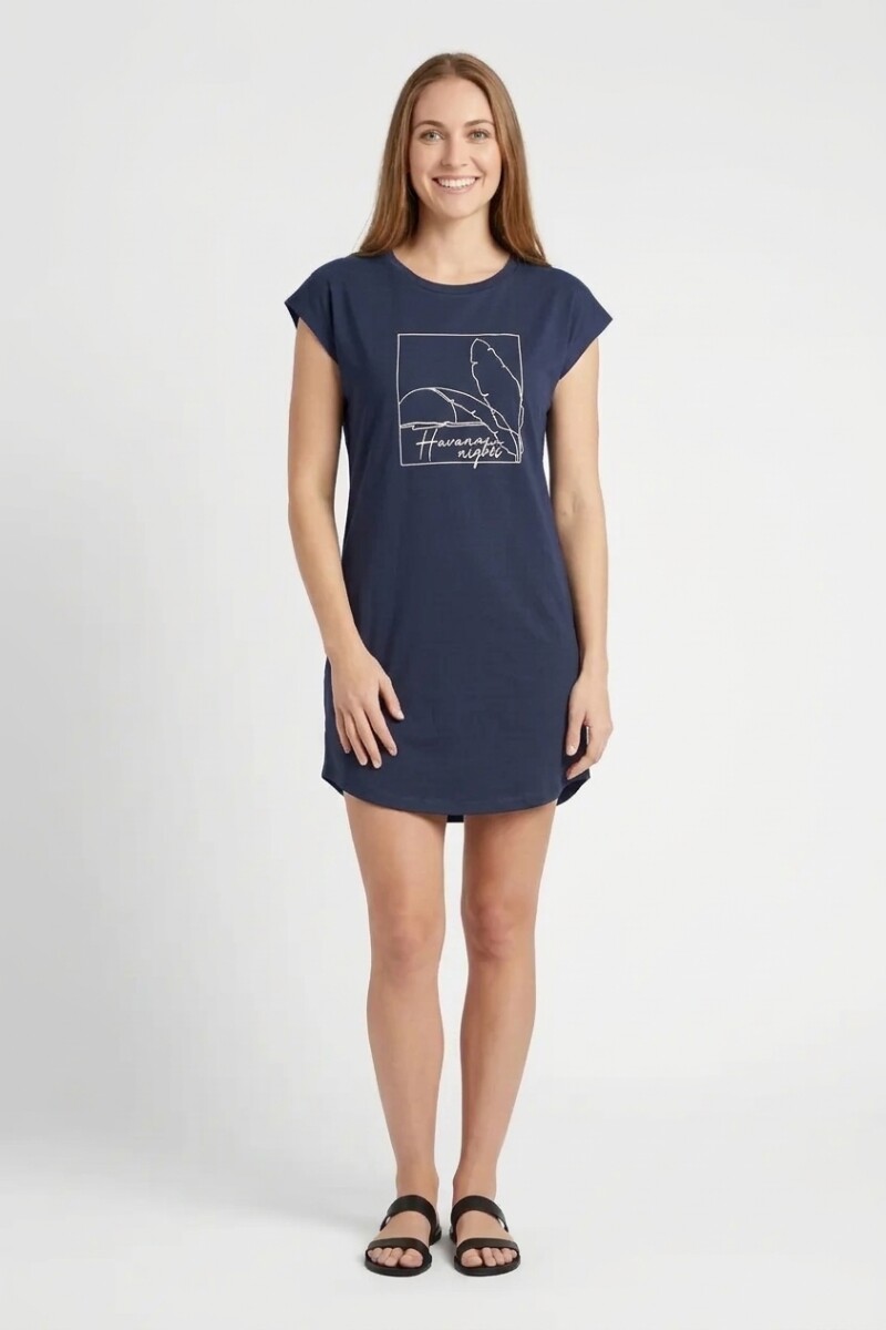 Vestido remeron estampado AZUL MARINO