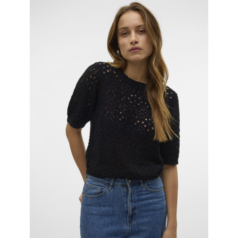 VMBERRY 2/4 O-NECK SHORT PULL. SE BLACK