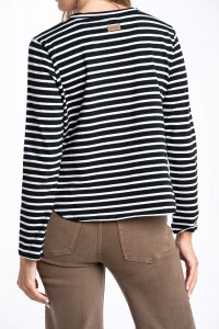 Remera Rayada Algodón Elastano Negro